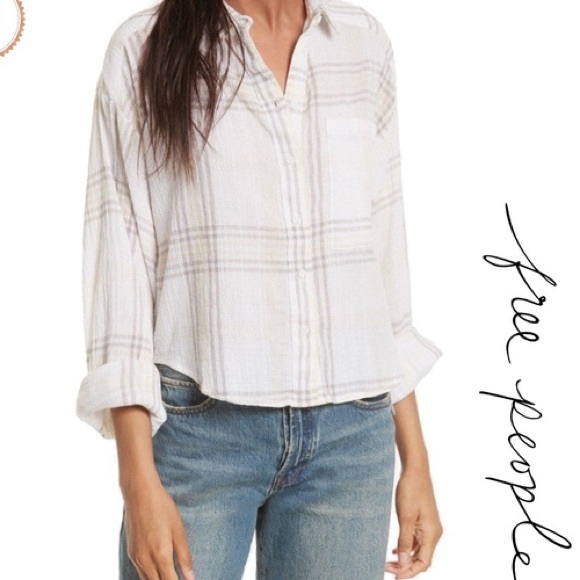 Free People Tops - Free People  Cutie Plaid Dolman Sleeves Button Down Top S